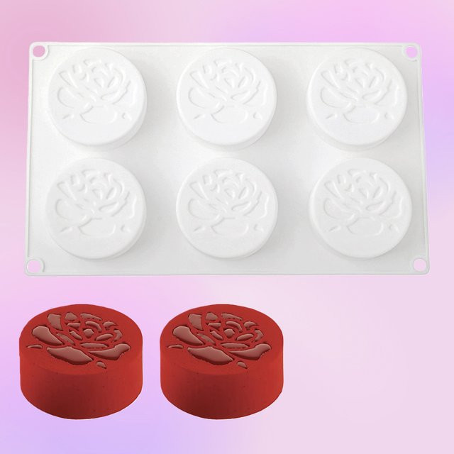 Meibum Silikonform für Rosenmousse und Schokoladen-Desserts, 6 Mulden, Weiß - Bild 1