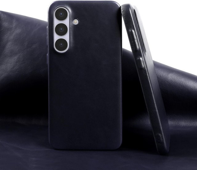 Premium Echtleder Schutzhülle für Samsung Galaxy S25 FE S26 S25 Ultra S24 S23 S22 in Schwarz - Bild 1
