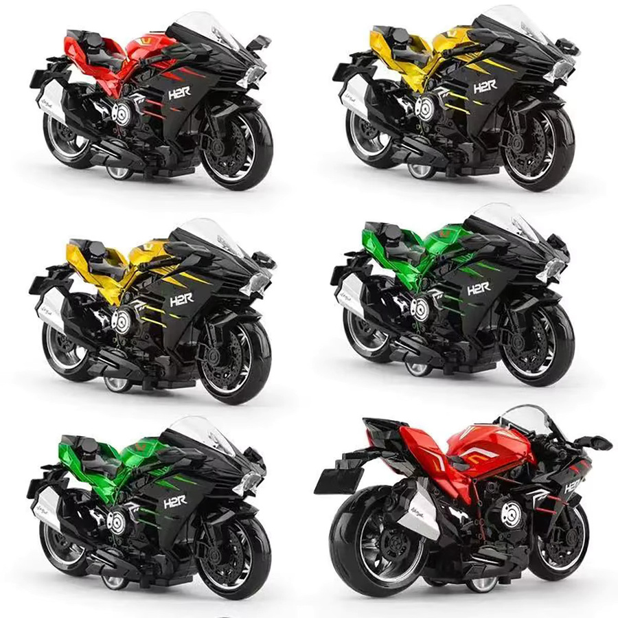 Druckguss-Simulation Legierung Spielzeug-Motorrad, 1:32 Maßstab, Grün, mit Rückziehfunktion - Bild 2