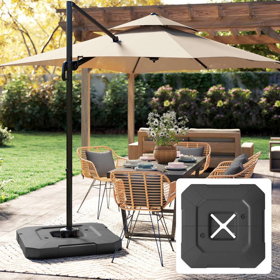 Outsunny Sonnenschirmständer 2-teiliges Set für Ampelschirme, wasserdichte Schirmgewichte aus HDPE, Schwarz, Gewicht: 80/105 kg - Bild 2