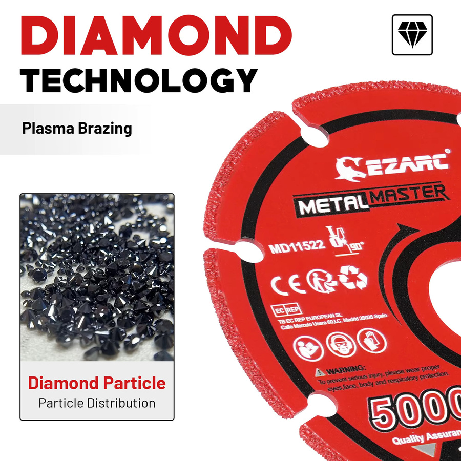 EZARC Diamanttrennscheibe 4,5 Zoll für Metall, Stahl und Aluminium, Farbe: Rot - Bild 4