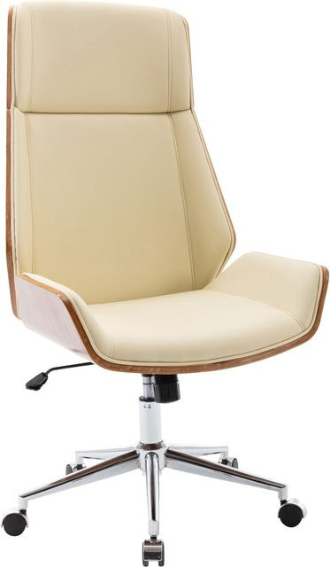 TPFLiving Bürostuhl Bredow aus Kunstleder in Walnuss und Creme, moderner Drehstuhl für dein Home-Office, B/T/H: 63 x 60 x 121 cm - Bild 1