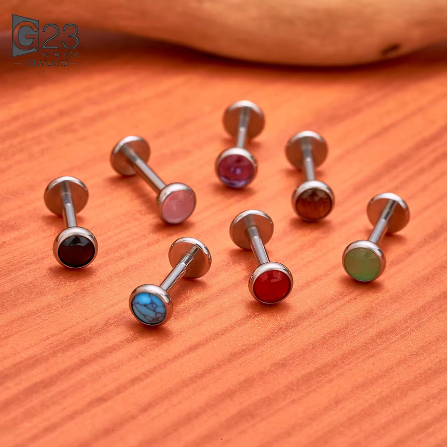 UHERA Labret Stud, Titan, Naturstein, 16G, Unisex - Bild 1