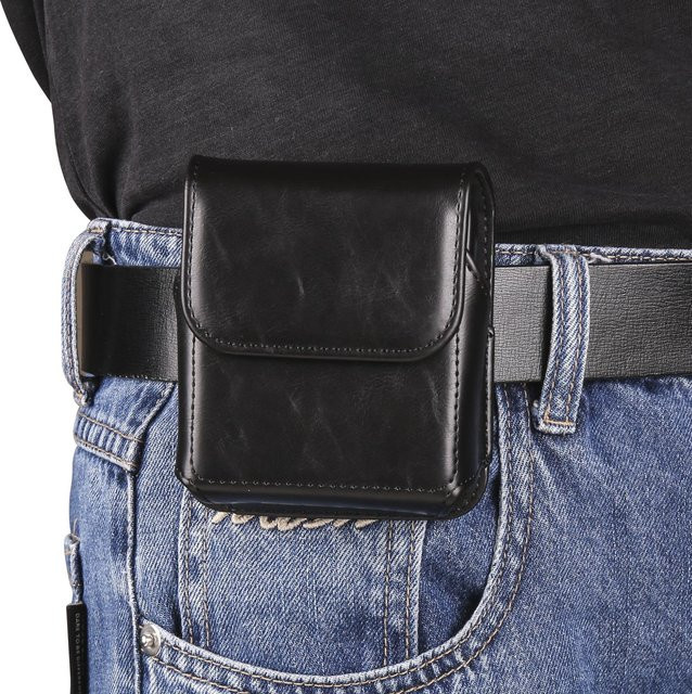 Luxus Leder Gürtel Clip Handyhülle für Samsung Galaxy Z Flip5 Z Flip4 Z Flip3 5G, Oppo Find N2 Flip und Moto Razr, Magnetische Holster Tasche in Schwarz - Bild 1