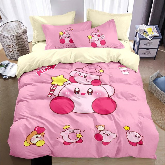 Flylo Bettwäscheset Kirby Star Allies in Pink mit Bettbezug und Kissenbezug, B/H: 178 x 220 cm - Bild 1