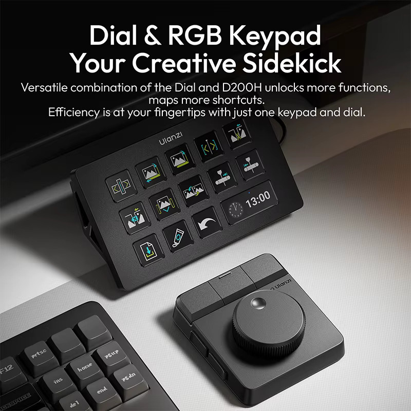 Ulanzi D100H Kreativer Dial-Controller für Video- und Fotobearbeitung mit RGB-Tastatur in Schwarz - Bild 5