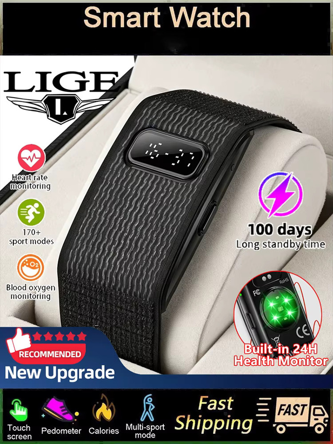 LIGE Smartwatch, Schwarz, Textil/NATO, Herren - Bild 7