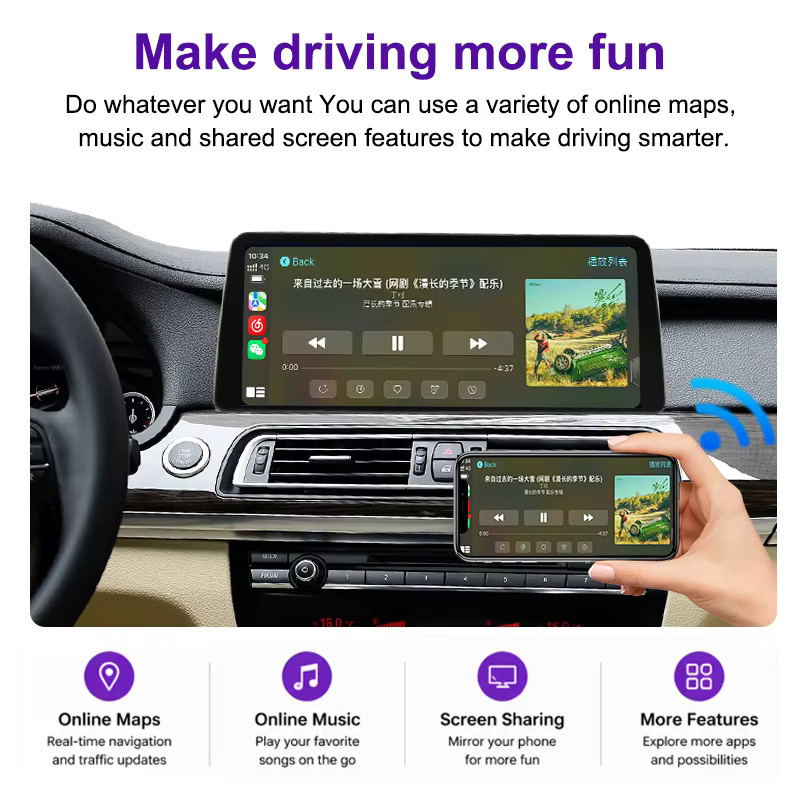 AUTOTOP 12,8-Zoll Auto-Multimedia-Display mit Linux-Touchscreen für BMW 7er-Reihe F01 F02 F03 F04 CIC/NBT-System 2009-2014 mit Android Auto, Airplay, Autolink und Bluetooth in Schwarz - Bild 6