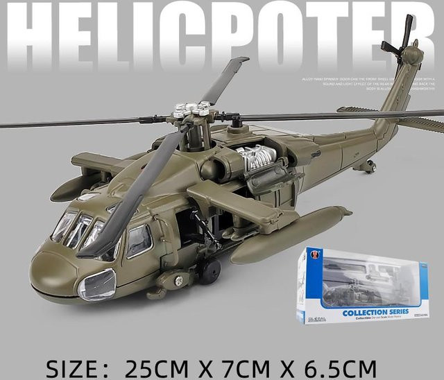Linyi toy car Blackhawk Uh-60 Hubschrauber, 1:64er Maßstab, Metall, weiß, ab 14 Jahren - Bild 1