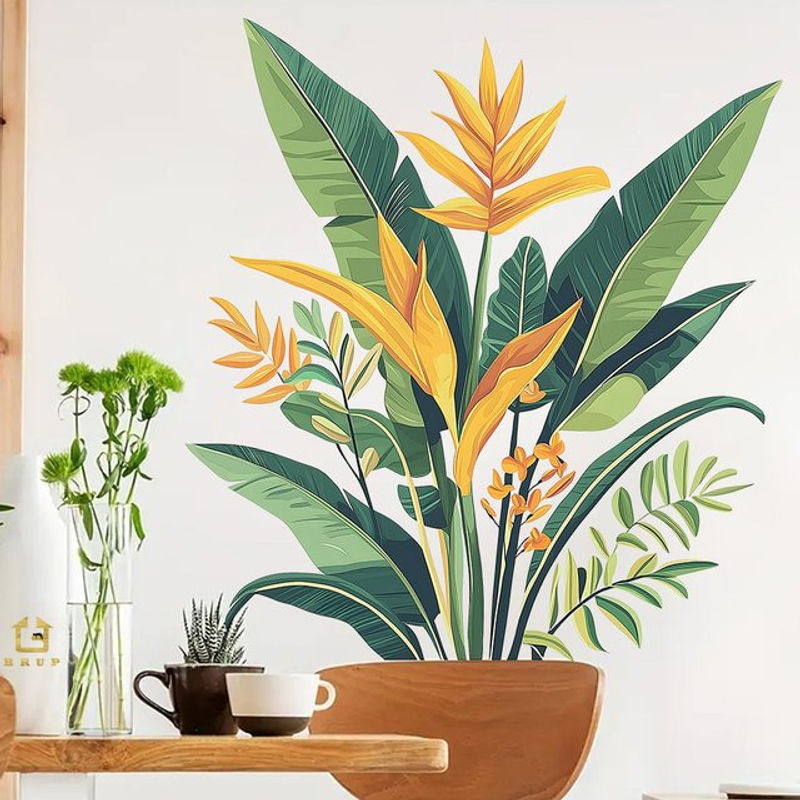 Aquarell botanische Wandaufkleber aus Kunststoff, mehrfarbige florale Wanddekoration für Wohnzimmer, Schlafzimmer und Kinderzimmer - Bild 1