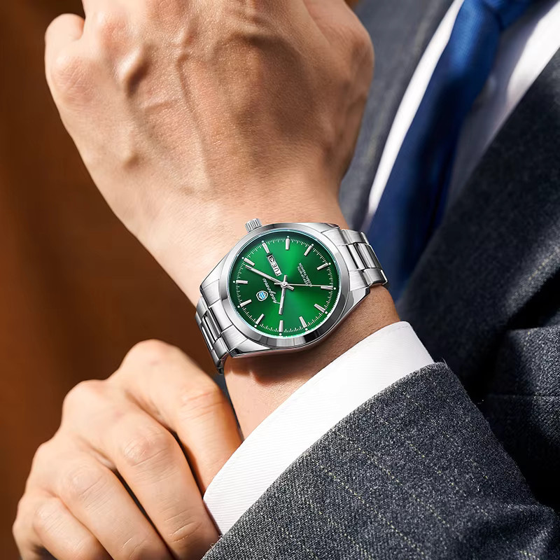 PAAZOMU Armbanduhr Quarz, Edelstahl, Grün, Herren - Bild 2