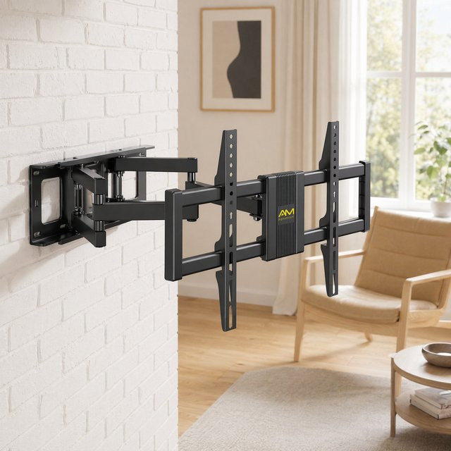 Alphamount Universal TV Wandhalterung schwenkbar und neigbar für 37-80 Zoll Fernseher bis 45 kg in Schwarz - Bild 1
