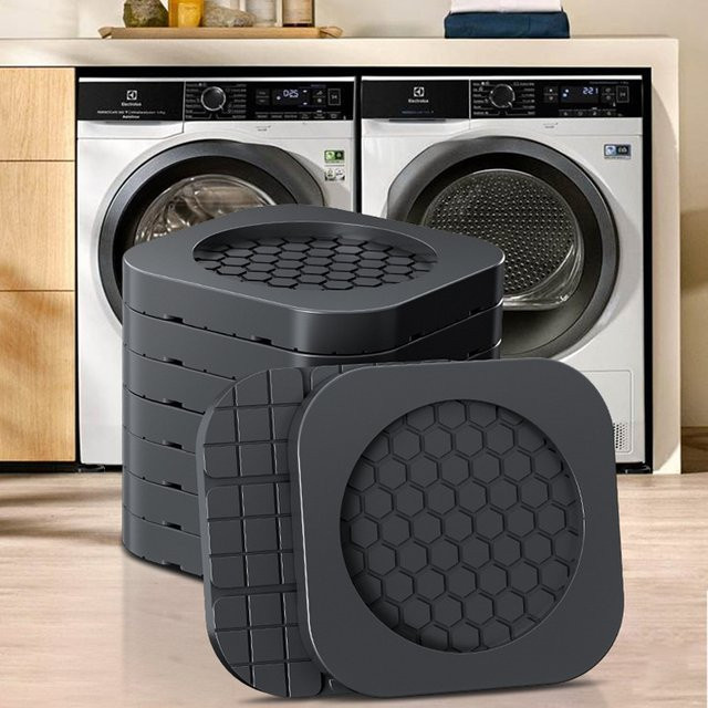 XMSJ Anti-Vibrations-Füße aus Gummi in Schwarz, 4 Stück rutschfeste Geräuschdämpfer als Universal-Standfüße für Waschmaschine, Kühlschrank und Möbel - Bild 1