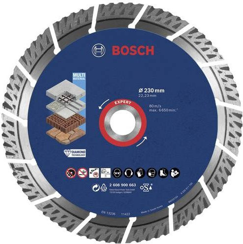 Bosch EXPERT MultiMaterial Diamanttrennscheibe für Beton, Stahlbeton und Ziegelsteine, Durchmesser: 230 mm, B/T/H: 230 x 22,23 x 2,4 x 15 mm - Bild 2