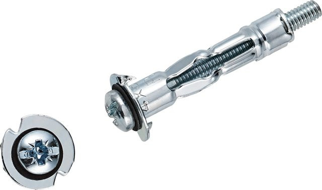 LUX-TOOLS Metallhohlraumdübel aus Stahl mit Schraube in Silber, Durchmesser: 4 mm, Länge: 32 mm, 4 Stück - Bild 1