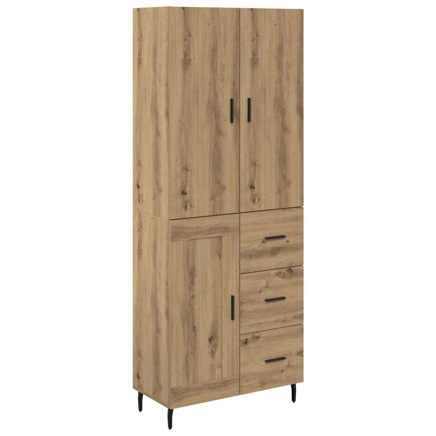 vidaXL Highboard 2-teilig in Artisan-Eiche mit Glasfront und Schubladen, B/H/T: 120 x 85 x 34 cm - Bild 2