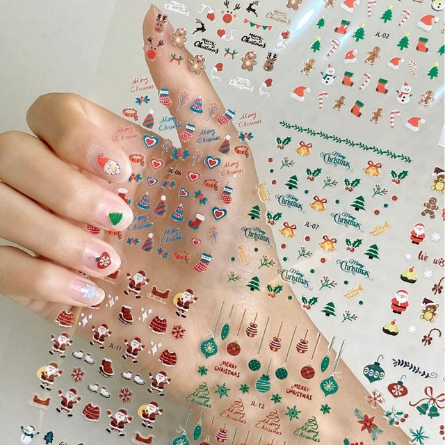 MingLee Weihnachts-Nagelaufkleber, 30 Blatt, Hirsch und Schneemann - Bild 1