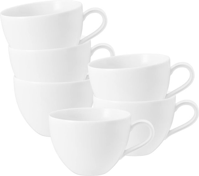 Seltmann Weiden Milchkaffeetassen Beat Color Glaze aus Porzellan, Weiß, 6er Set, 0,35 l pro Tasse - Bild 1