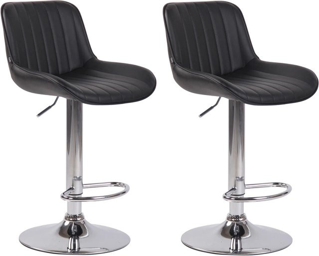 DELUKE 2er Set Barhocker BEKIM aus Kunstleder in Schwarz mit silbernem Gestell, drehbar mit Lehne, B/T/H: 50 x 50 x 86 cm - Bild 1