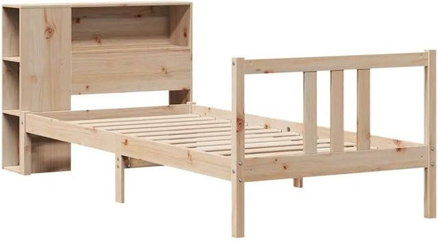 vidaXL Bücherregalbett aus Massivholz Kiefer mit Kopfteil und Regal, B/T/H: 75 x 190 x 82 cm - Bild 1