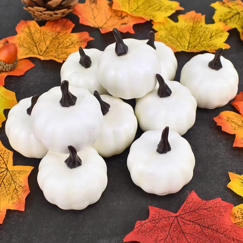 ZYF 12er Set Weiße Dekokürbisse für DIY Bastelarbeiten zu Halloween und Thanksgiving - Bild 2