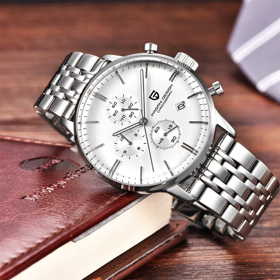 PAGANI DESIGN Chronograph, Quarz, Edelstahl, Leder, Herren - Bild 5