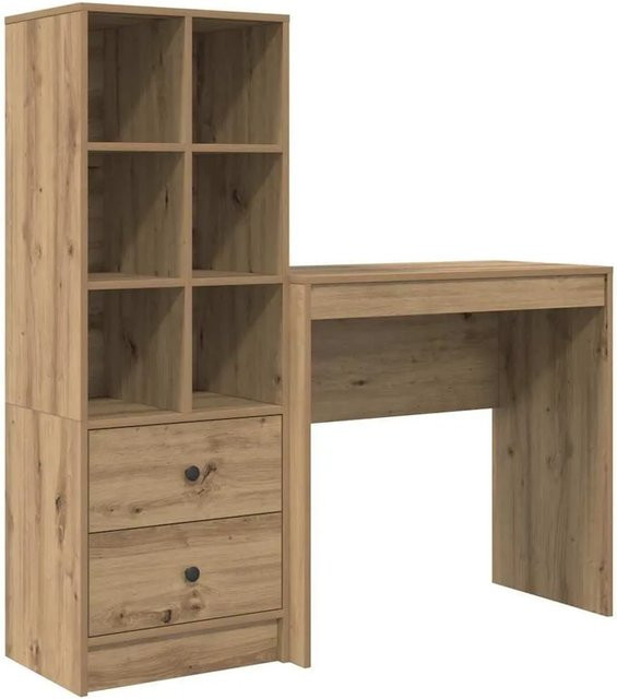 vidaXL Schreibtisch und Hochboard Set in Artisan-Eiche, 2-teiliges Büro-Set, Braun, B/T/H: 127 x 40 x 40 cm - Bild 1