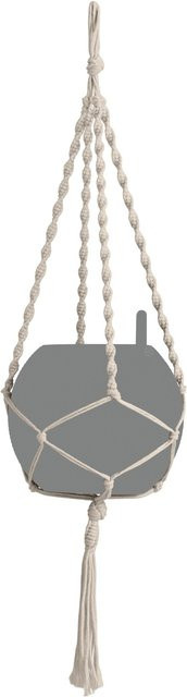 Lechuza Makramee Hängeampel Boho aus Baumwolle in Beige und Schwarz, Breite: 22 cm, Tiefe: 14 cm, Höhe: 90 cm - Bild 1