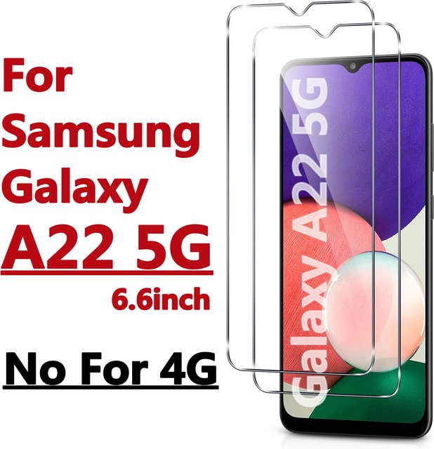 Leeshionz Displayschutz aus gehärtetem Glas für Samsung Galaxy A22 5G, 6,6 Zoll, hochauflösend und Anti-Drop, transparent - Bild 1