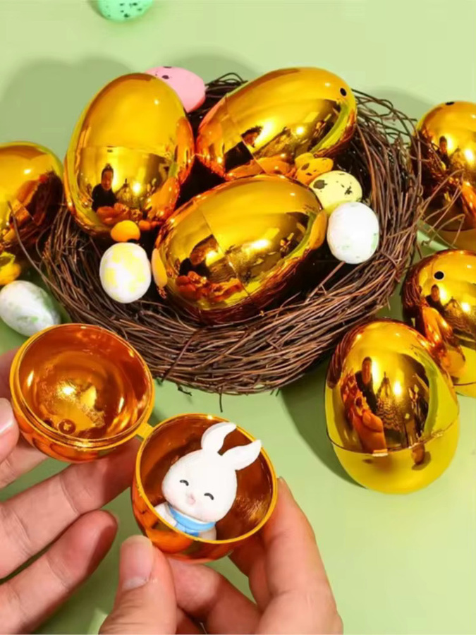 Befüllbare goldene Ostereier aus Kunststoff von xunyihappy für Deko und Geschenke - Bild 6
