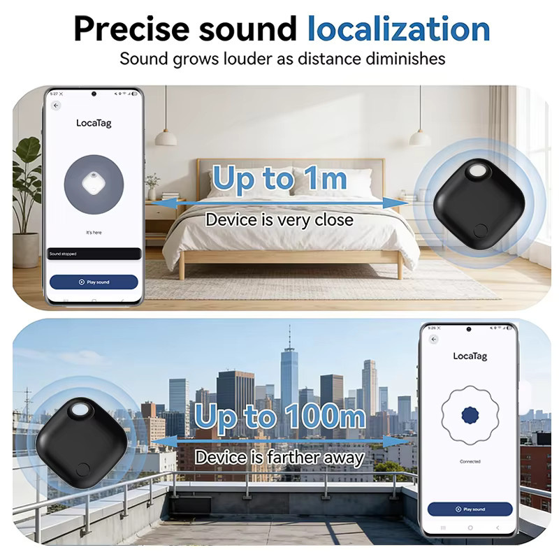 HIMOJO Wiederaufladbarer Positionierungs-Tracker in Schwarz mit USB-C-Anschluss und Google Find My Device Kompatibilität für Android - Bild 3