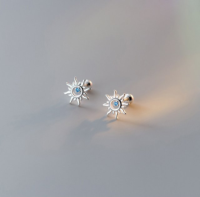 GaaBou Jewellery Ohrstecker 925 Silber, blauer Zirkon, Sonne, Damen - Bild 1