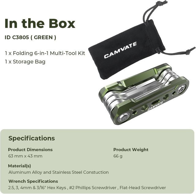 KIMRIG 6-in-1 Multitool-Kit Universelles DSLR-Kamera-Rig Klappwerkzeugsatz in Grün - Bild 1