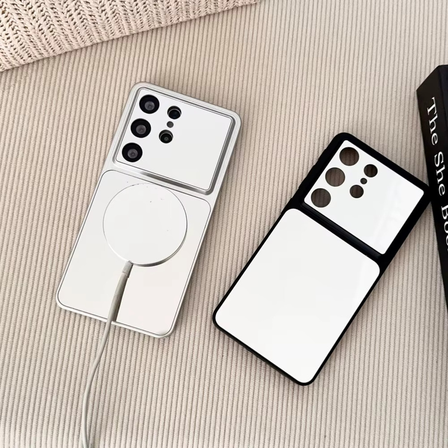 MagSafe kompatible Samsung Handyhülle mit plattiertem Make-up-Spiegel für Samsung S26 S25 S24 Plus und S24 Ultra in Silber oder Weiß - Bild 1