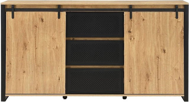 Vente-unique Sideboard Belinaro im Industriestil, Farbe Natur/Braun mit schwarzem Metall, Breite: 170 cm - Bild 1