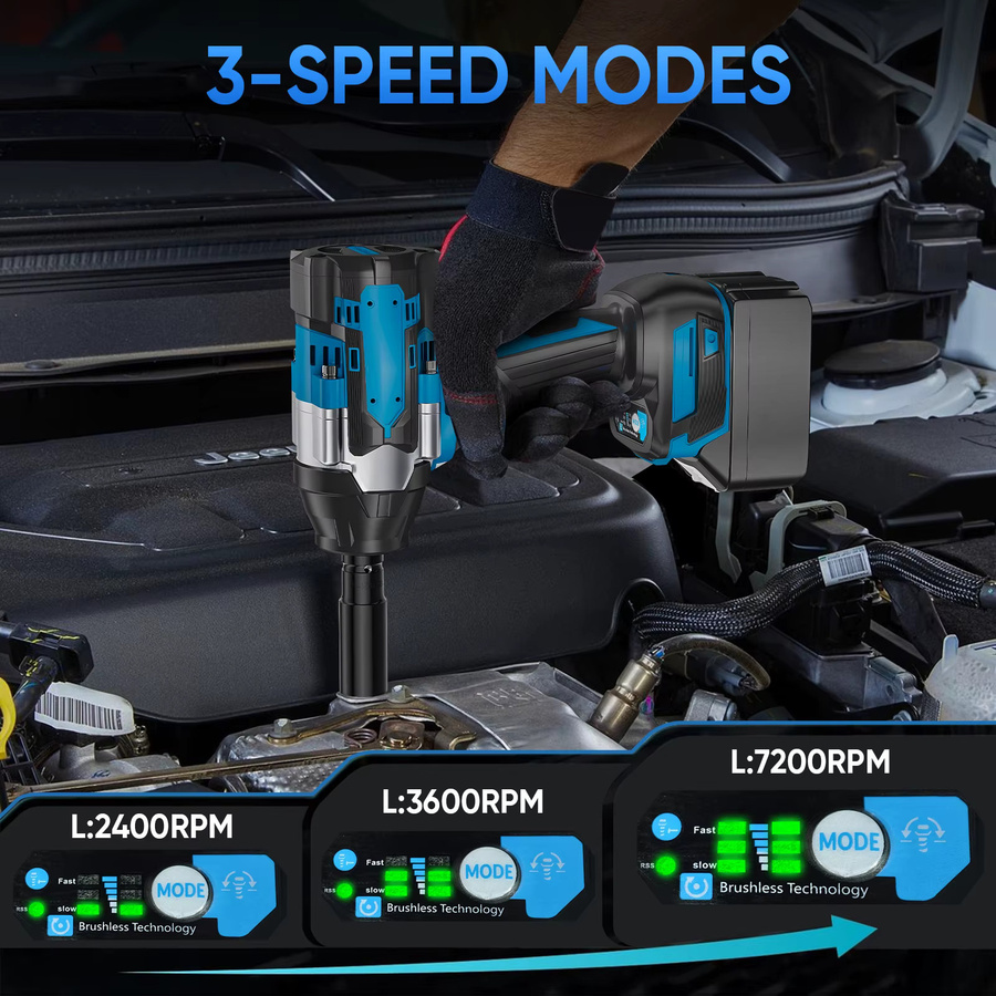 Makita Bürstenloser elektrischer Schlagschrauber mit 1800N.m Drehmoment, 5 Gänge, 1/2 Zoll Antrieb, Blau, kompatibel mit Makita LXT 18V Akku - Bild 5
