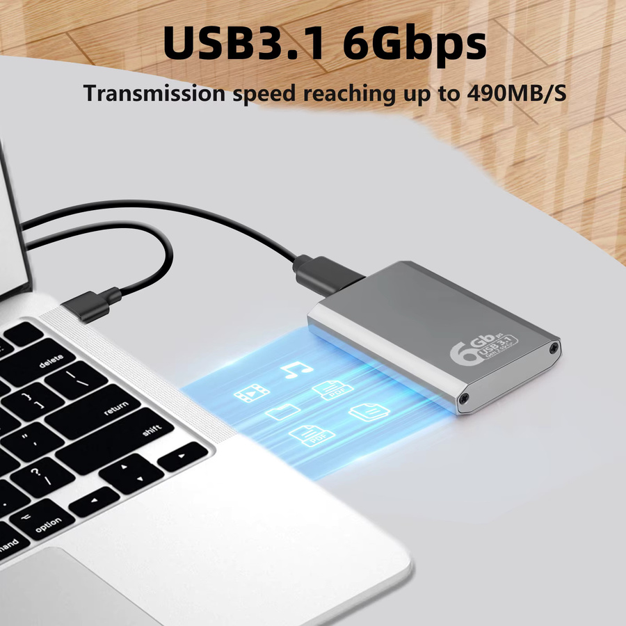 Kebidu MSATA zu USB 3.1 Gen2 SSD-Gehäuse-Adapter mit Typ-C-Anschluss, Grau - Bild 2
