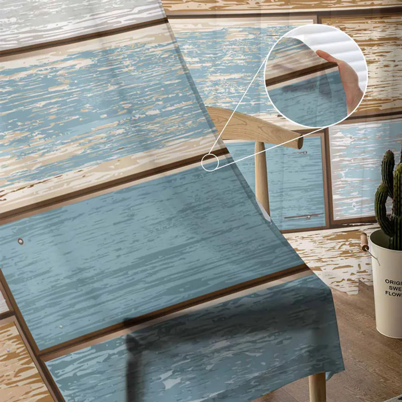Binchi Outdoor Equipment Tüllvorhang im Landhausstil mit Grafikdesign, Farbe Blau, Transparent, Breite: 135 cm, Höhe: 114 cm - Bild 5