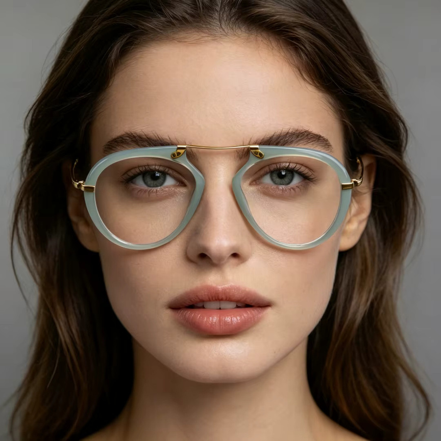 Luxusmarke Pilot Lesebrille, Acetat, Vollrand, transparent, Unisex - Bild 1