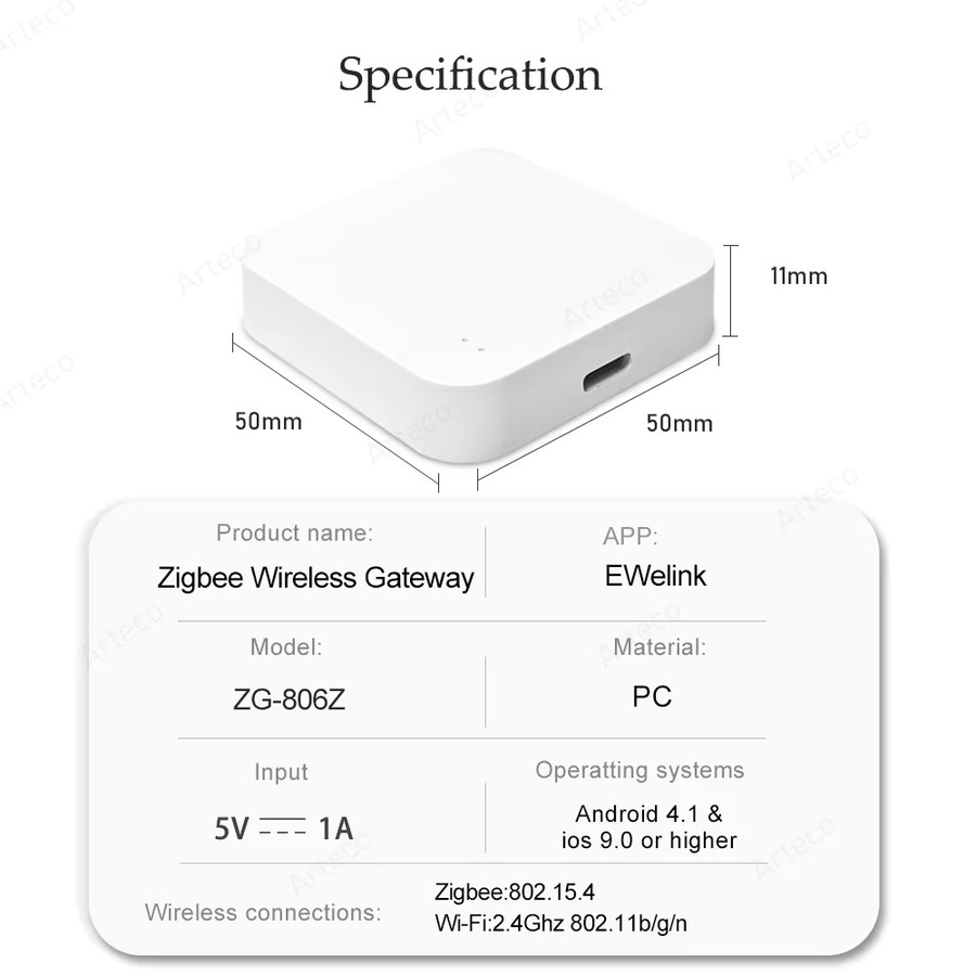 ZigBee Wireless Hub Gateway für Smart Home Automation in Weiß, kompatibel mit eWelink App, Amazon Alexa und Google Home - Bild 2