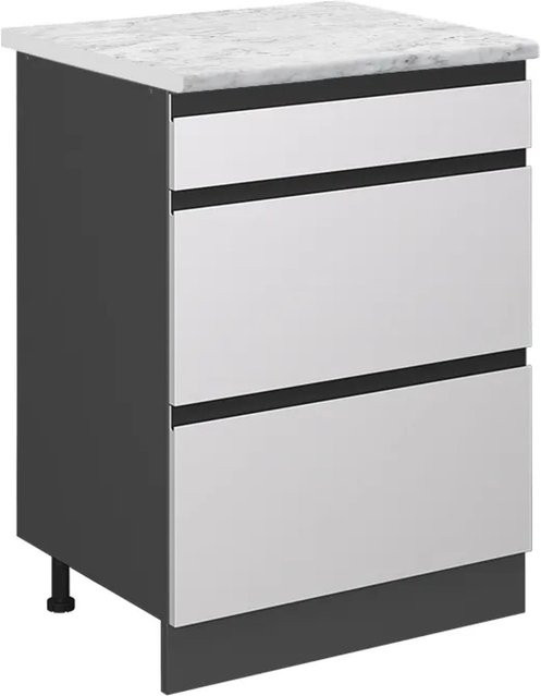 Vicco R-Line Schubladenschrank für die Küche in Weiß mit Marmor-Optik, Breite: 60 cm - Bild 1