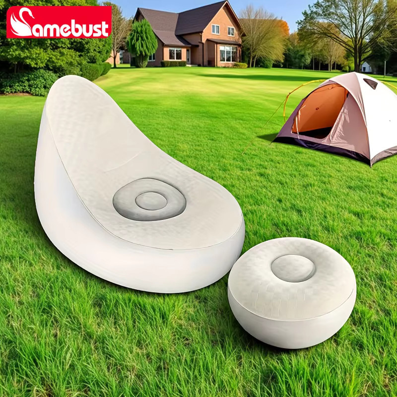 Camebsut Lazy Couch aufblasbarer Sofastuhl in Braun, faltbarer Liegestuhl und tragbares Luftbett für Outdoor und Lounge - Bild 2