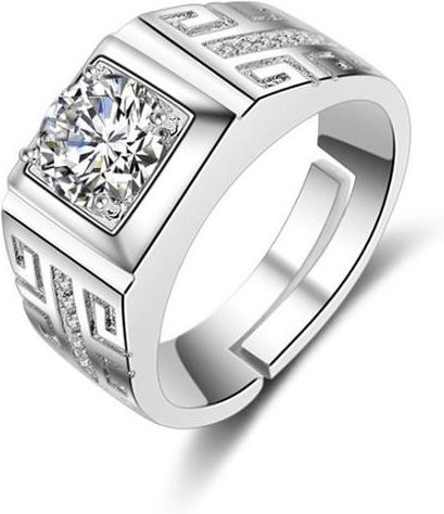 Wucifang Jewelry Ring, Kupfer, Weiß, Zirkonia, Herren, verstellbar - Bild 1