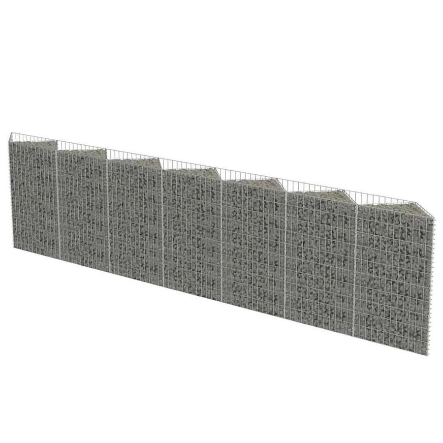 vidaXL Gabionenwand aus verzinktem Stahl für die Gartengestaltung, Farbe: Silber/Grau, B/T/H: 450 x 30 x 100 cm - Bild 2