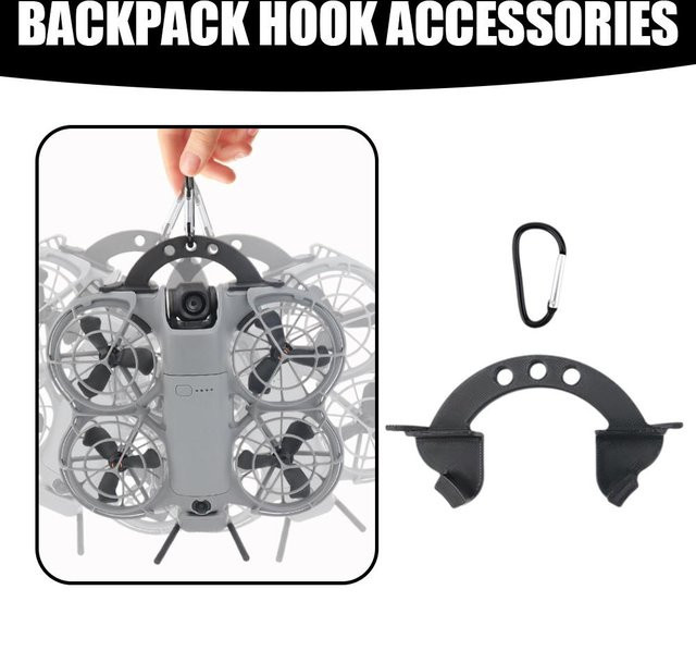 DJI NEO 2 Kamera-Rucksack-Haken und Montagehalterung in Schwarz als Fixierclip für Desktop oder Wand - Bild 1
