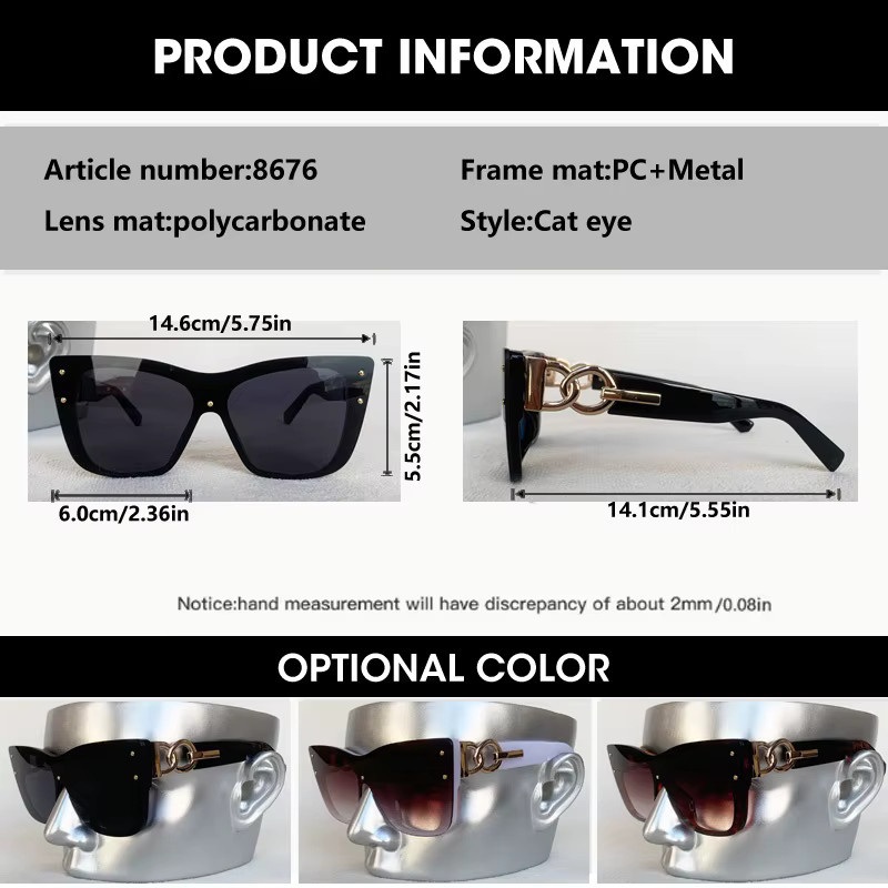 OCYCO Cat-Eye Sonnenbrille, Vollrand, Kunststoff, Schwarz, Damen - Bild 2