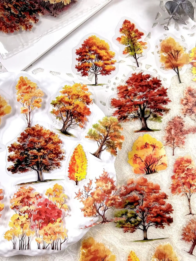 JIANQI Baum Motiv Aufkleber Set für Scrapbooking und DIY Bastelarbeiten, 40 Stück, Mehrfarbig - Bild 4