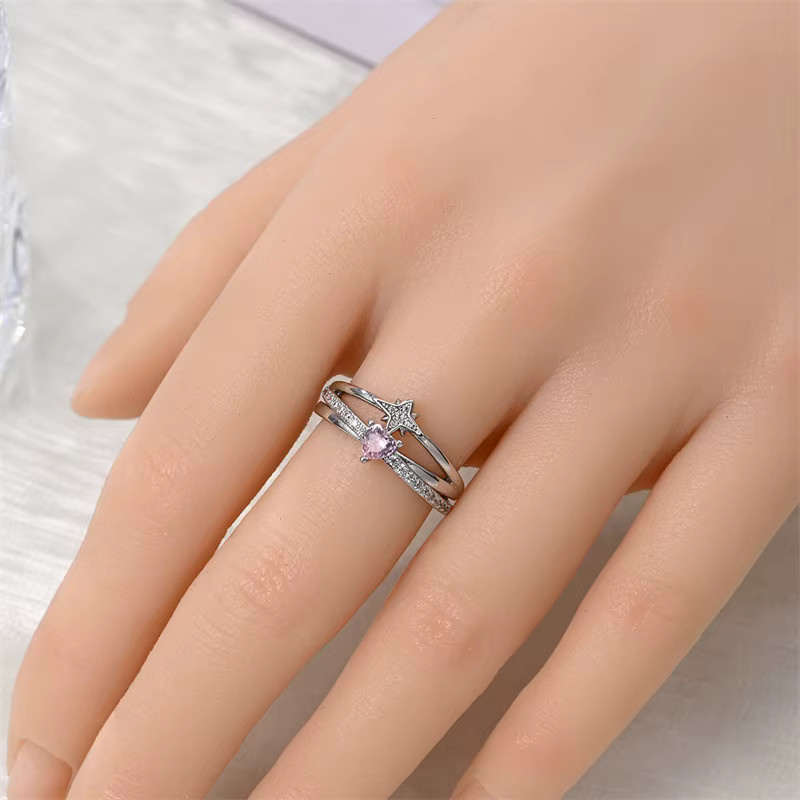 Pandach Ring 925 Silber, rosa Zirkonia, Damen - Bild 2
