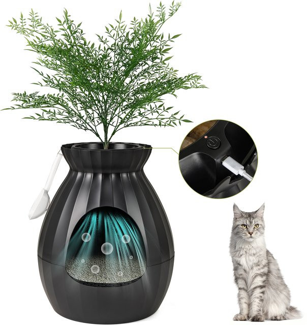 GOFLAME Katzenstreuschale im Blumentopf-Stil mit intelligenter Geruchsentfernung und Sterilisation, 63 l, Weiß oder Schwarz - Bild 1