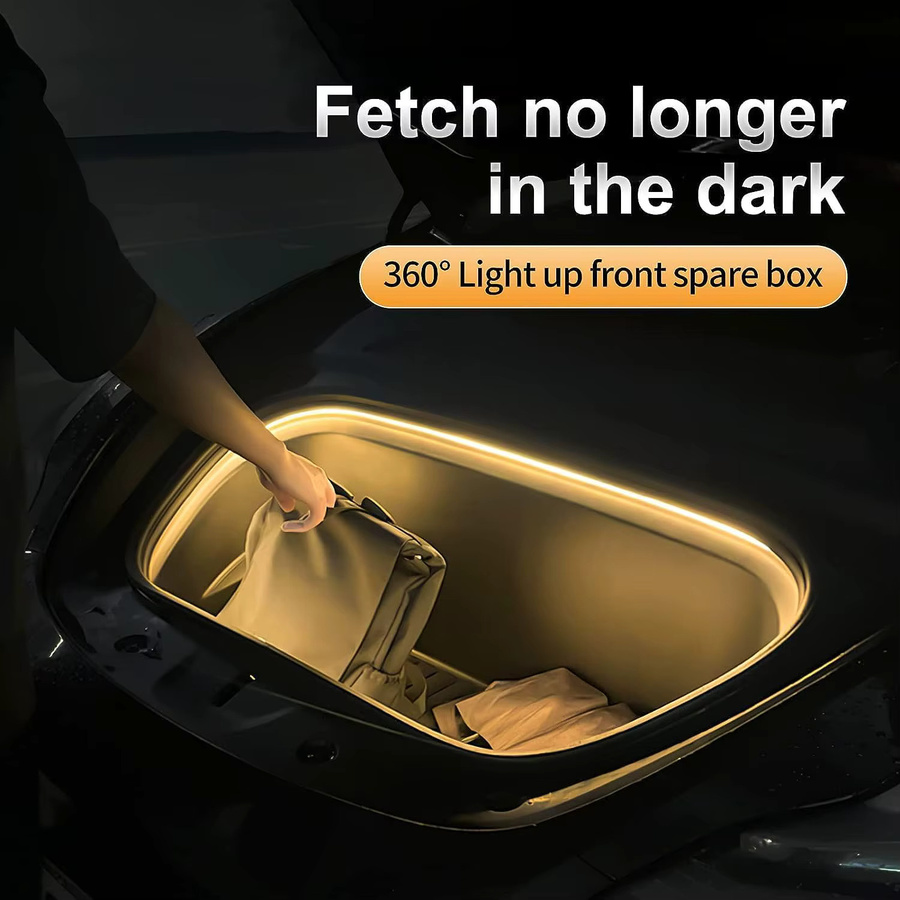 AnautosL LED Umgebungsumrandung für Tesla Modell 3 und Model Y 2021-2023, flexible Silikon Lichtleiste für den Frunk, 12 V - Bild 3